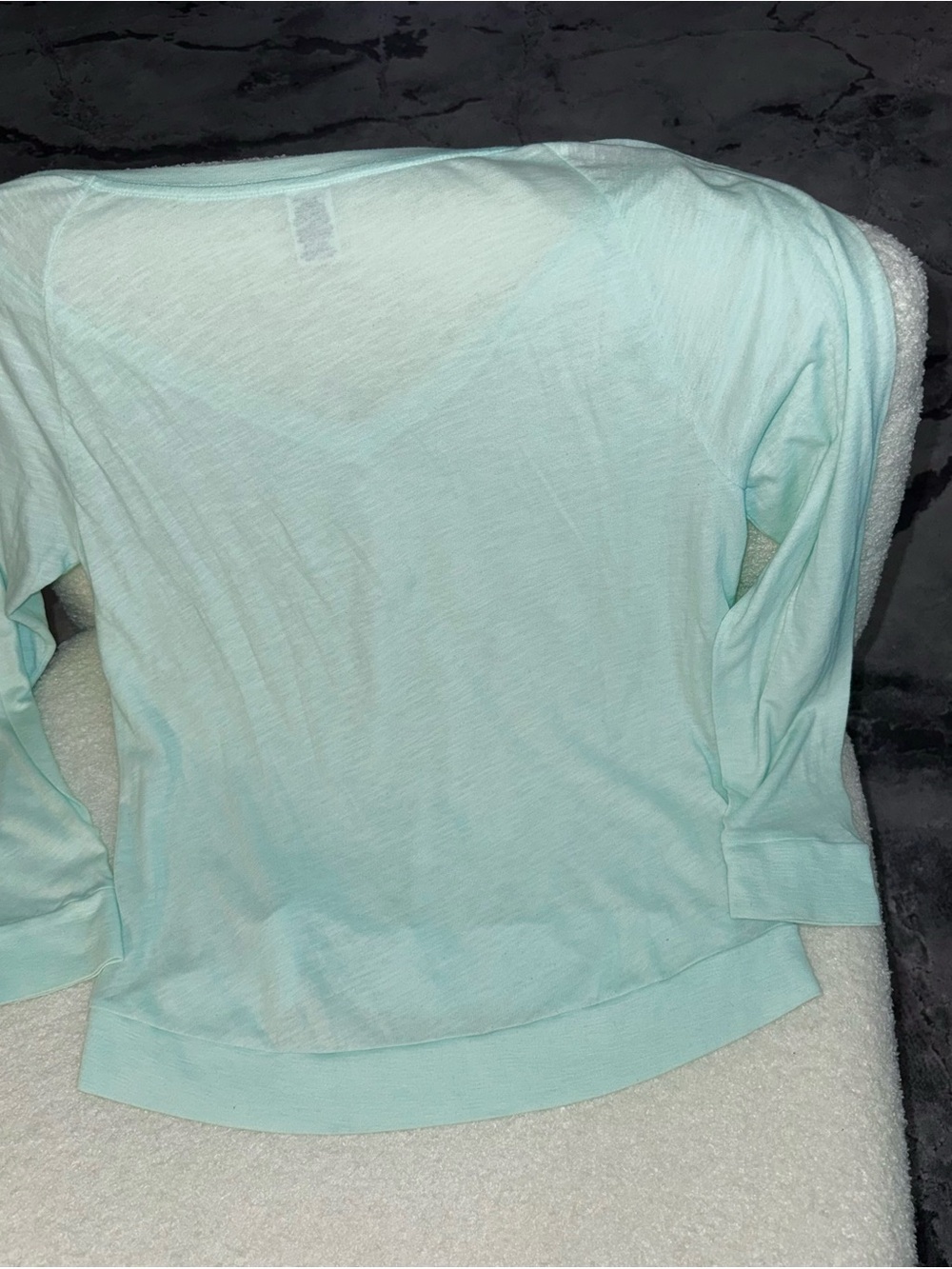 Victorias Secret Pink Long sleeve sleep shirt light teal Medium y2k vneck - Picture 3 of 3